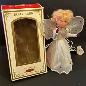 Vintage CHRISTMAS TREE LIGHTED ORNAMENT TOPPER ANGEL